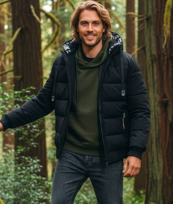 Doudoune matelassée capuche à message