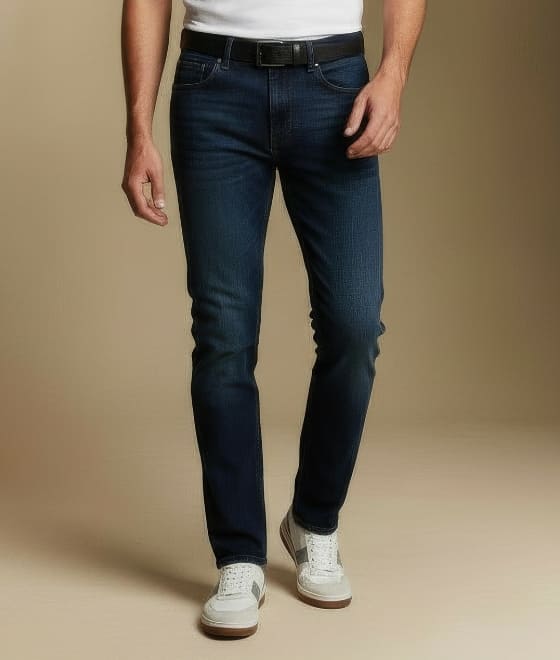 Jean 5 poches en denim, coupe fittée