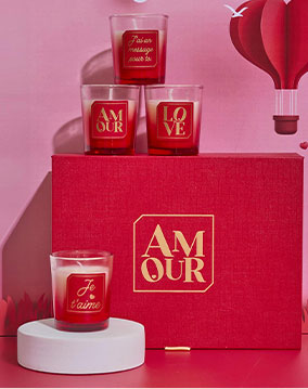  Coffret 6 bougies parfumées thème Amour CMP-BO0168 rouge