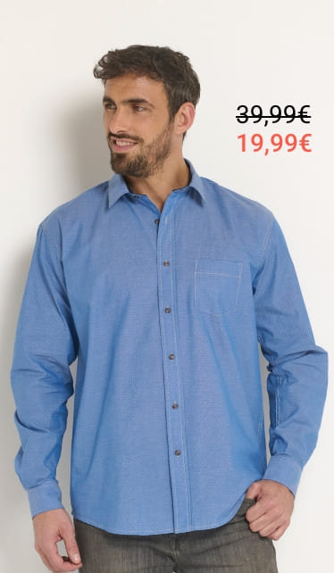 Chemise coton en chambray imprimé