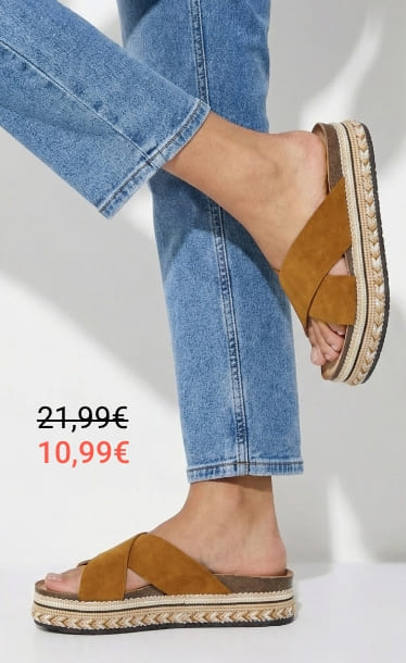 Mules brides croisées semelle plateforme