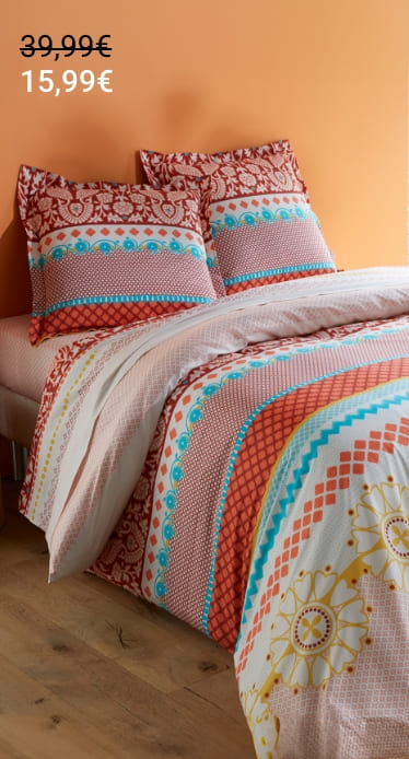 Housse de couette coton imprimé fantaisie