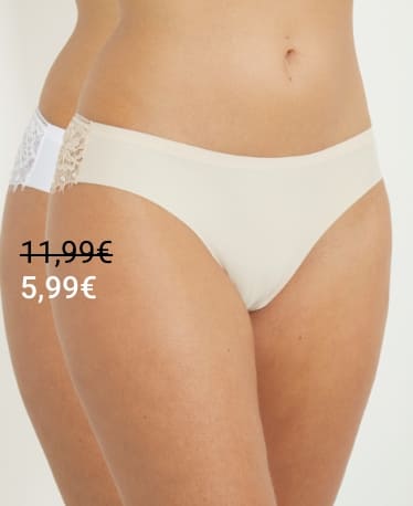 Tangas en microfibre avec dos dentelle