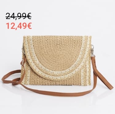 Pochette demi lune en papier tressé