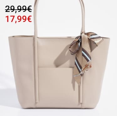 Sac shopping anses courtes + foulard Beige