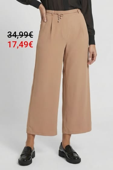 Pantalon large élastiqué, Essentiel Camel