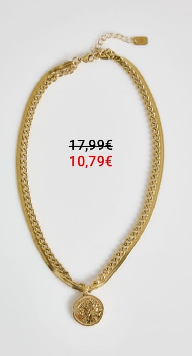 Collier ras de cou fantaisie 2 rangs Dore