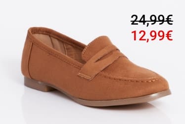 Mocassins en suédine avec bout amande Camel