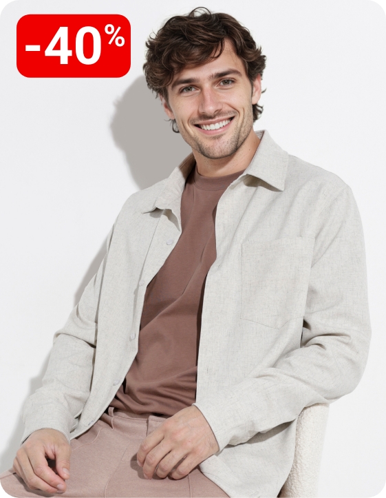 Chemise chiné clair manches longues