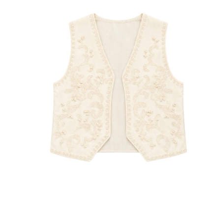 Gilet sans manches broderies et perles