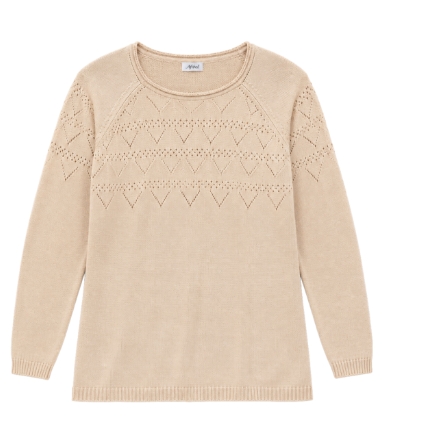 Pull fin ajouré manches longues raglan