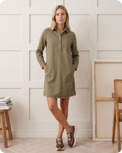 Robe chemisier en toile canvas pur coton