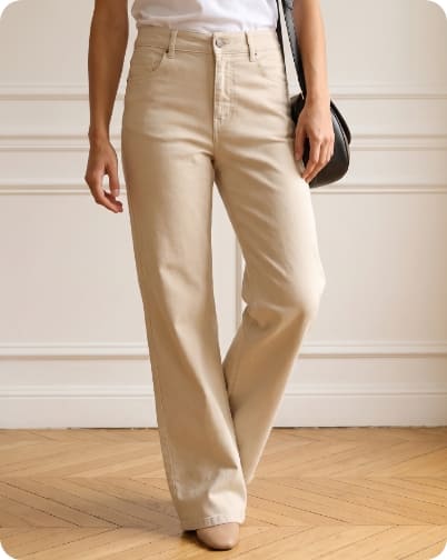 Jean couleur 5 poches droit taille haute