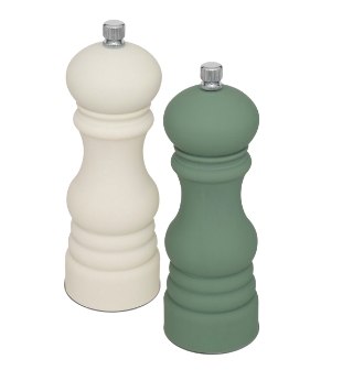 Set 2 moulins à épices fini mat soft touch Creme et sauge