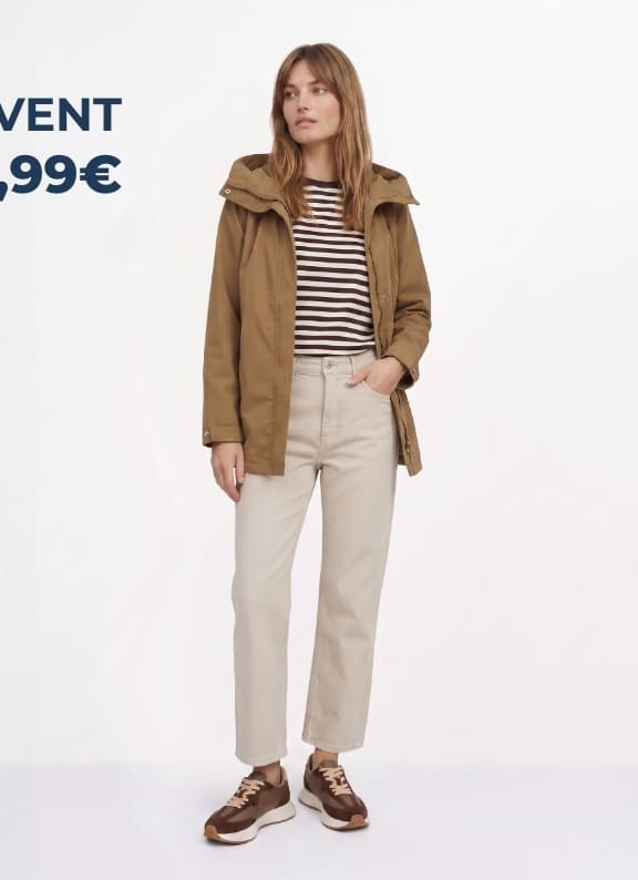 Veste coupe vent imperméable col montant Camel