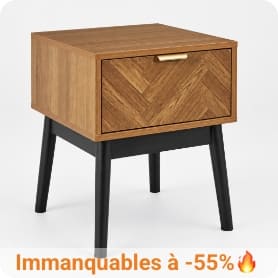 Table de chevet en bois façon chevrons