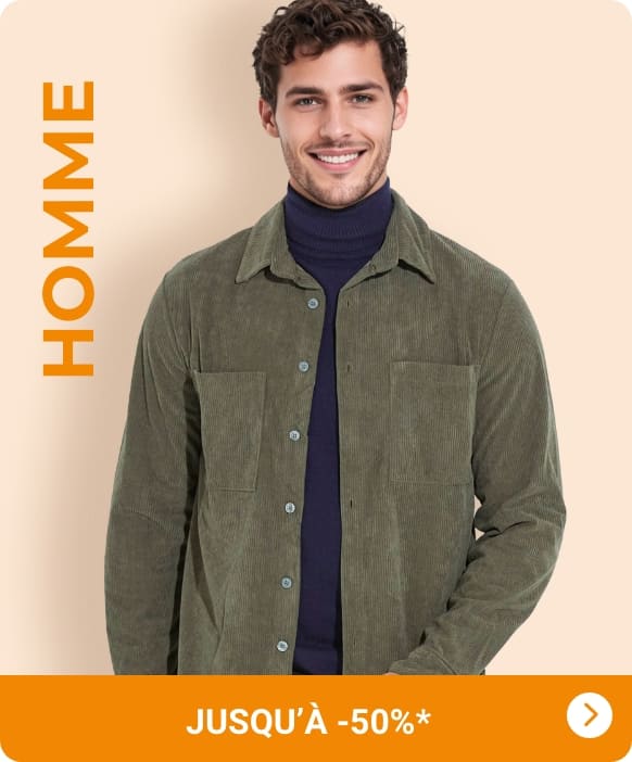 Mode homme jusqu'à -50%*